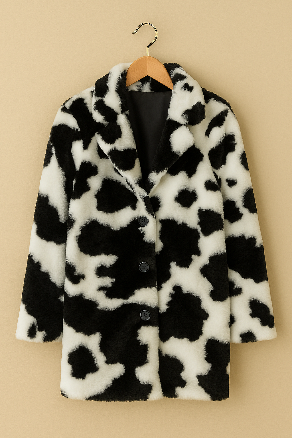 LONG SLEEVE COAT - COW PRINT