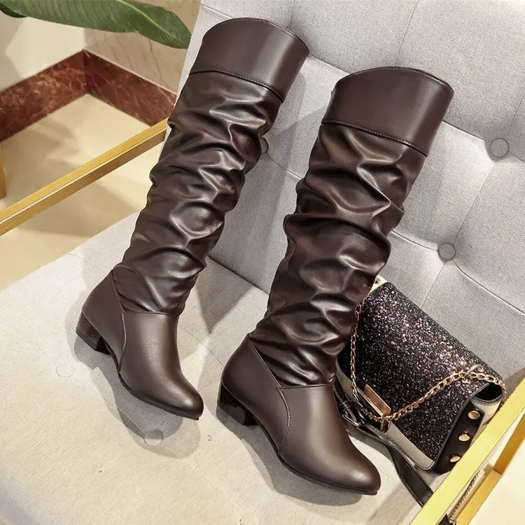 MID-HEEL LEATHER BOOT