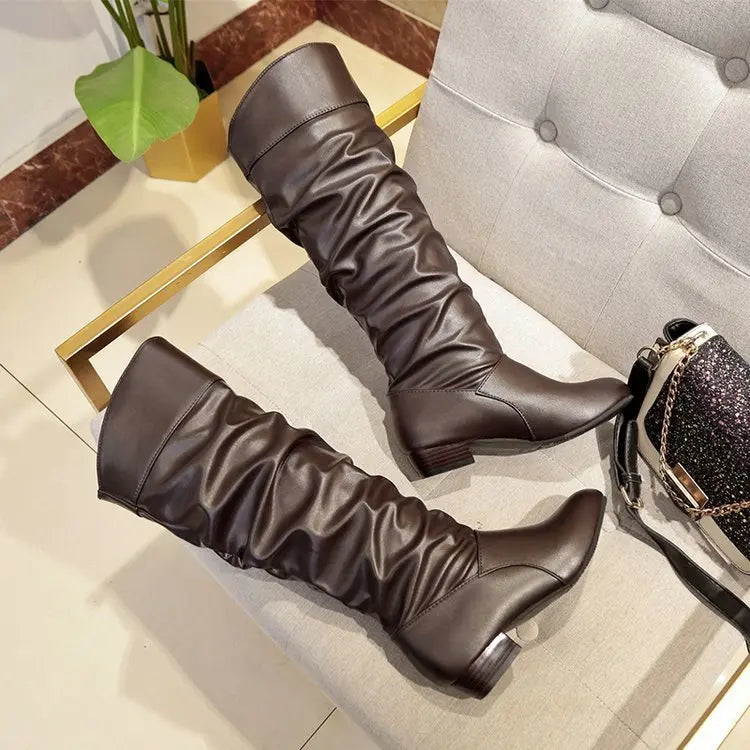 MID-HEEL LEATHER BOOT