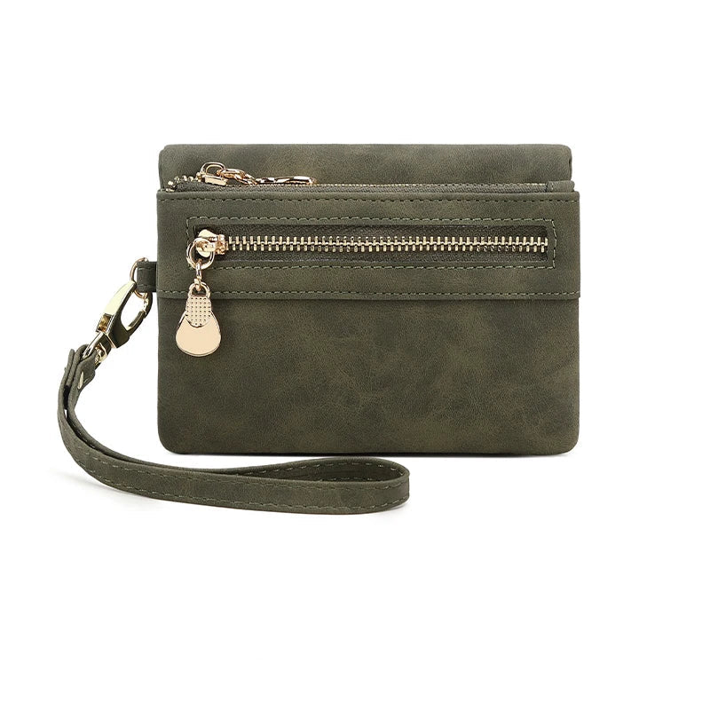 Carteira dobrável retrô - Em couro