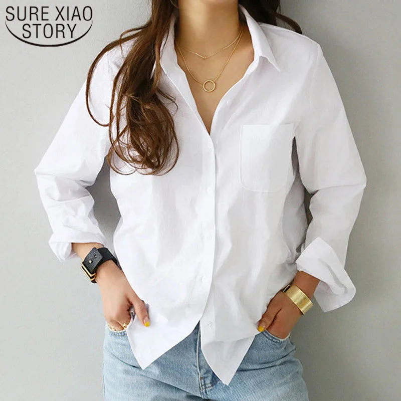 Long sleeve button-down blouse