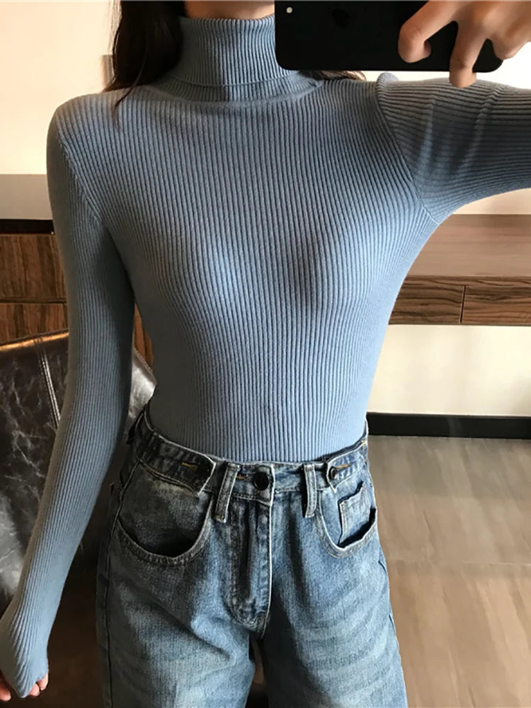 WOMEN'S THICK RIBBED KNIT SWEATER