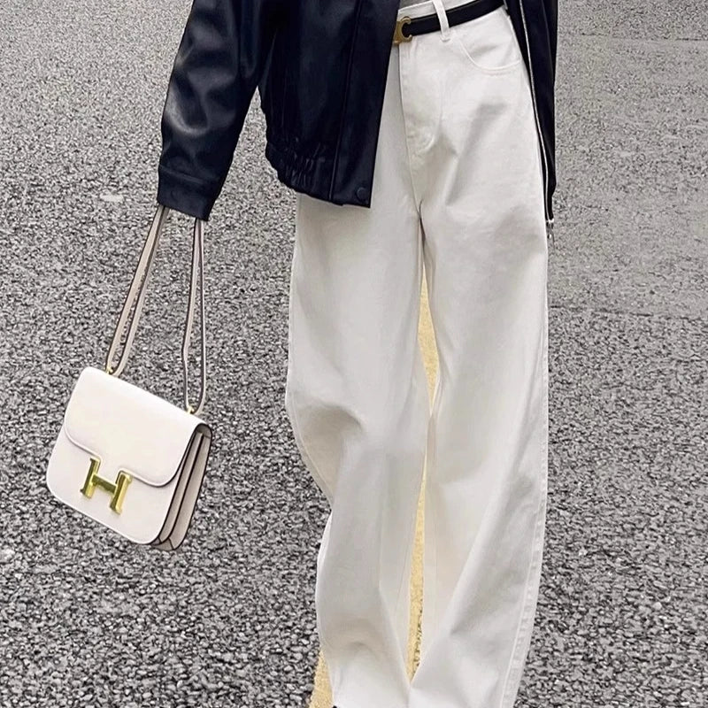 WHITE HIGH-WAISTED JEANS