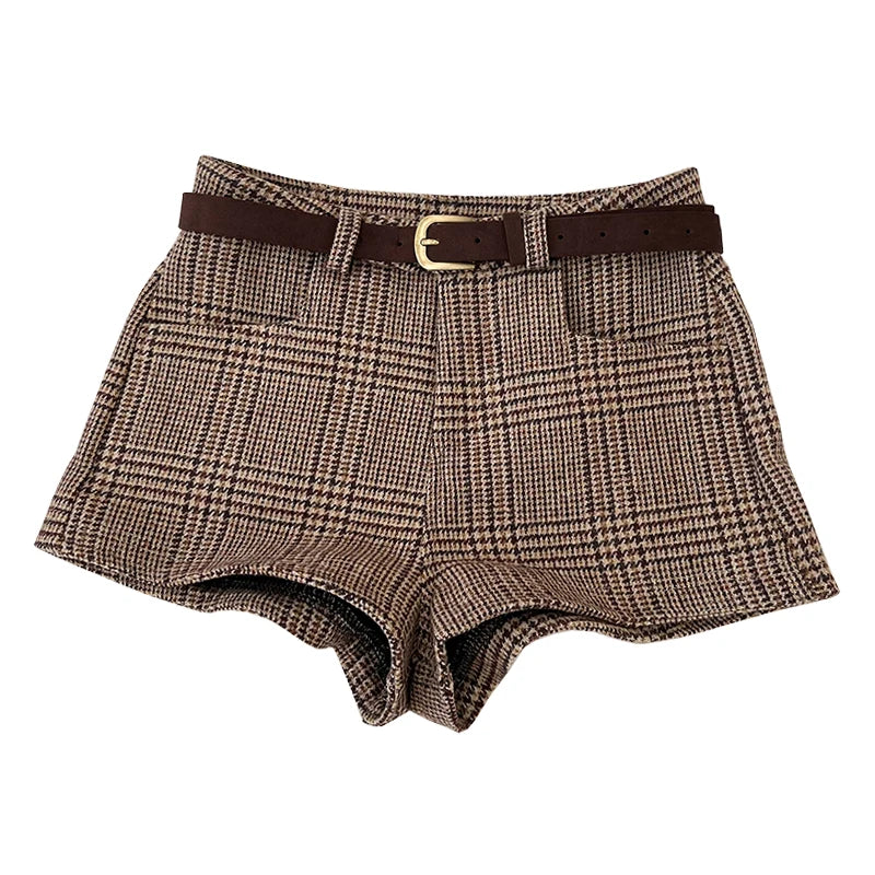 PLAID WOOL SHORTS
