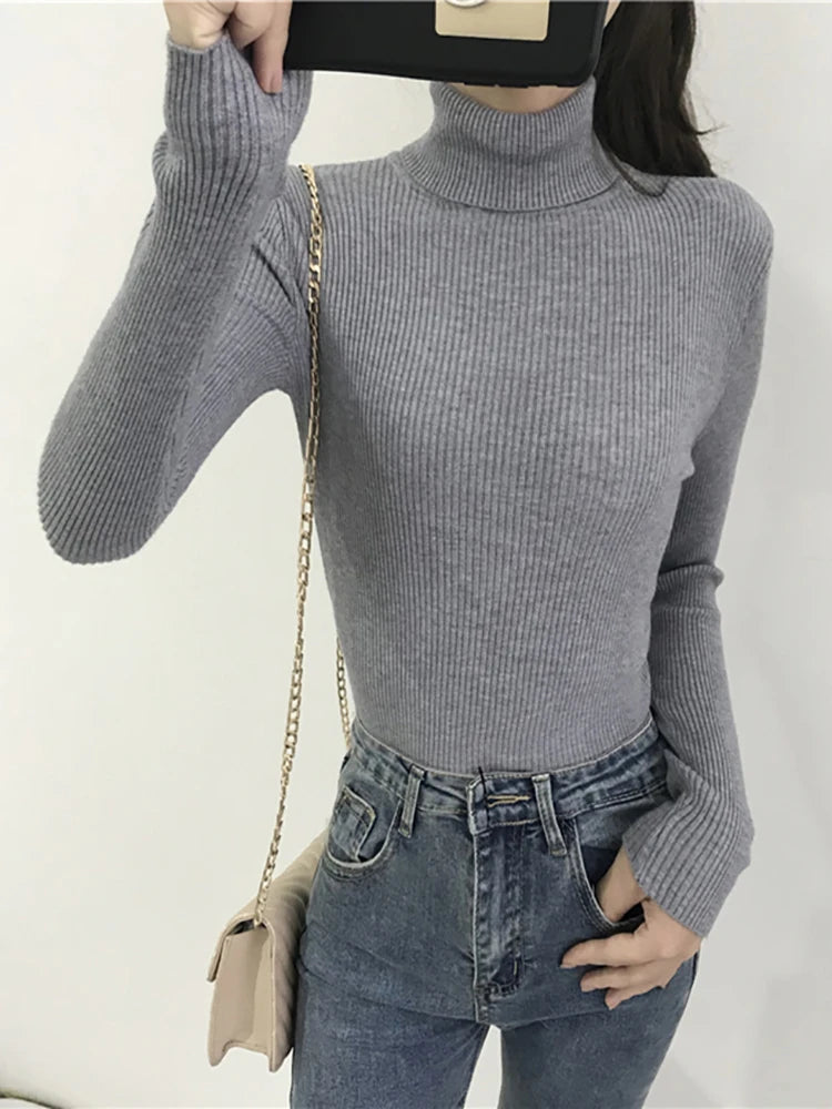 WOMEN'S THICK RIBBED KNIT SWEATER