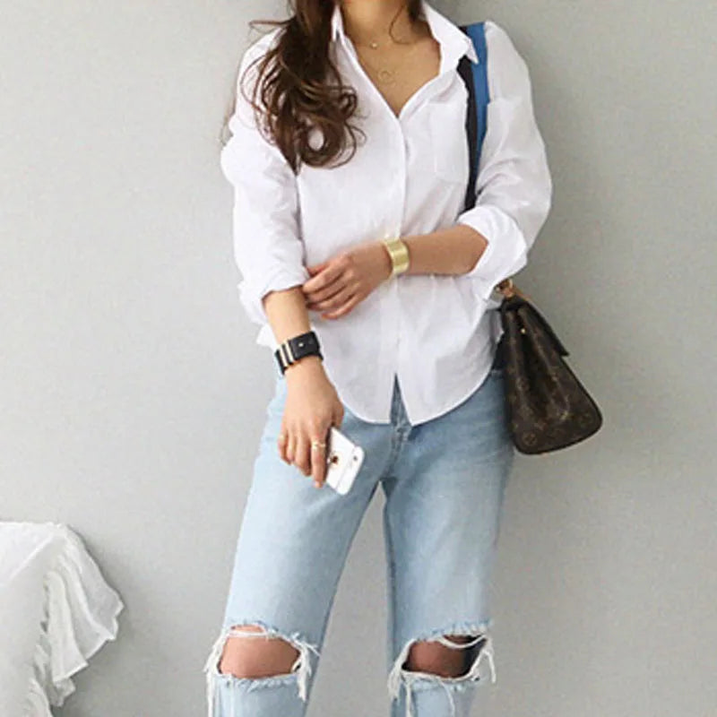 Long sleeve button-down blouse