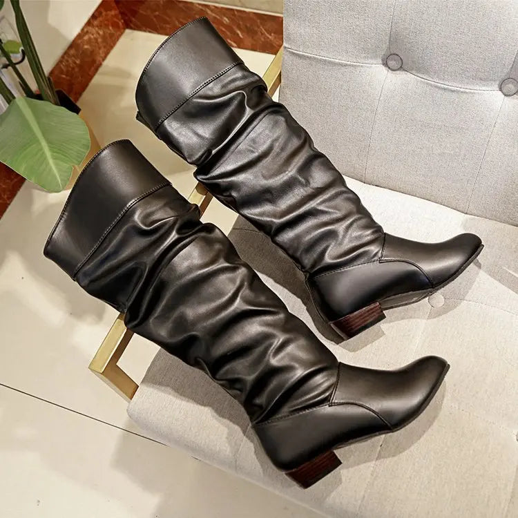 MID-HEEL LEATHER BOOT