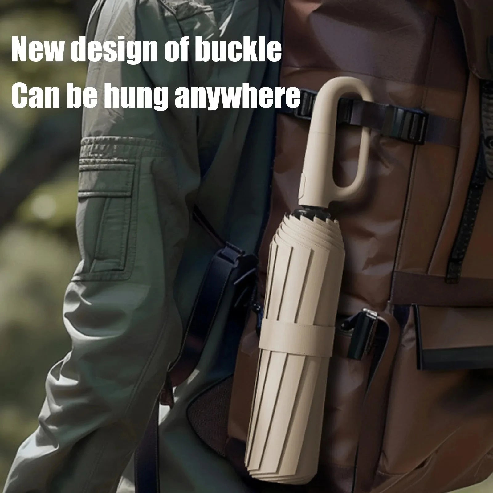 Fully Automatic Folding Umbrella - Windproof with Loop Buckle