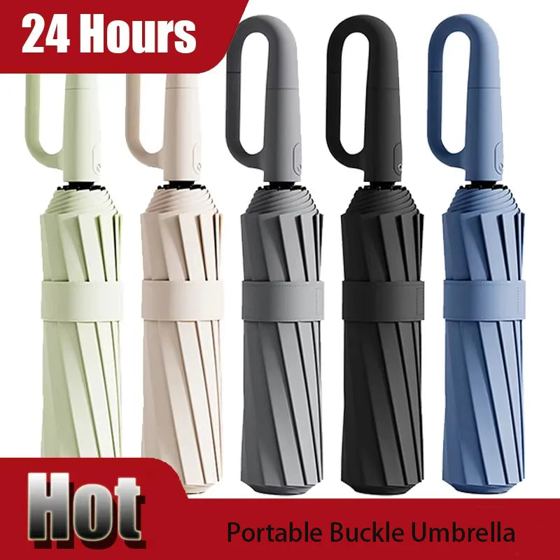 Fully Automatic Folding Umbrella - Windproof with Loop Buckle