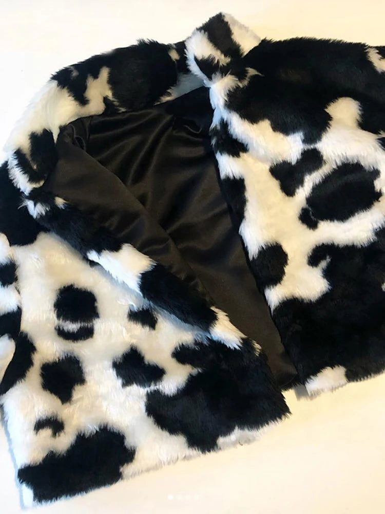 LONG SLEEVE COAT - COW PRINT