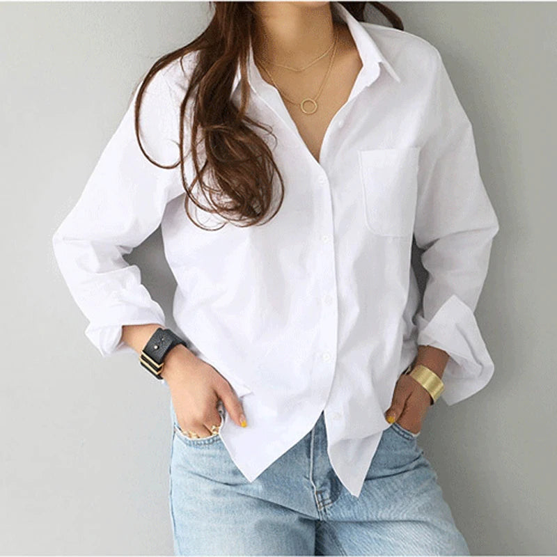 Long sleeve button-down blouse