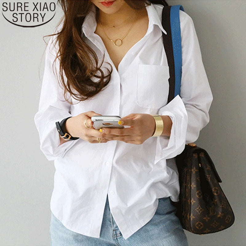 Long sleeve button-down blouse