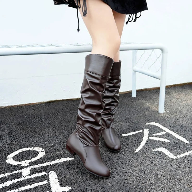 MID-HEEL LEATHER BOOT
