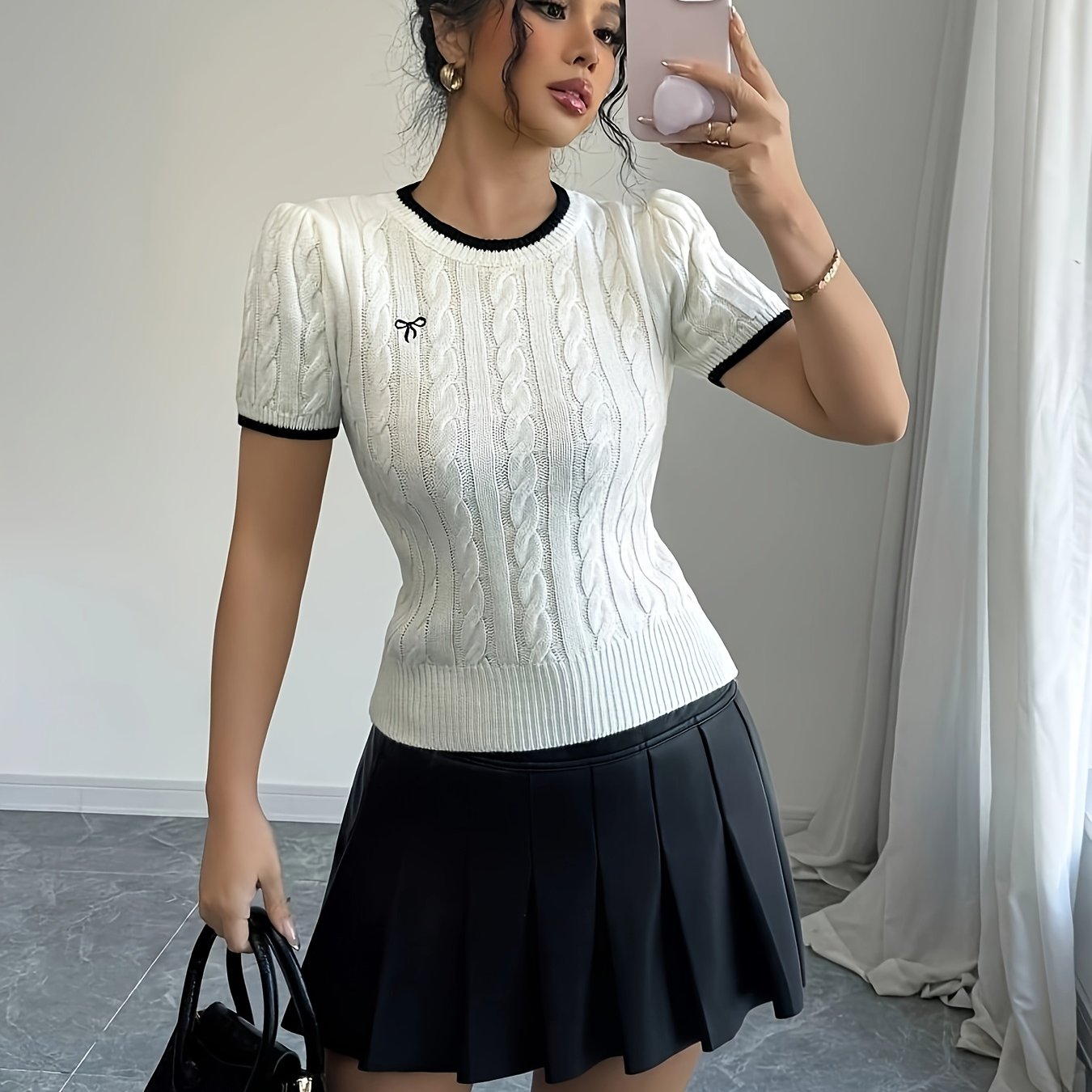 SHORT SLEEVE SWEATER